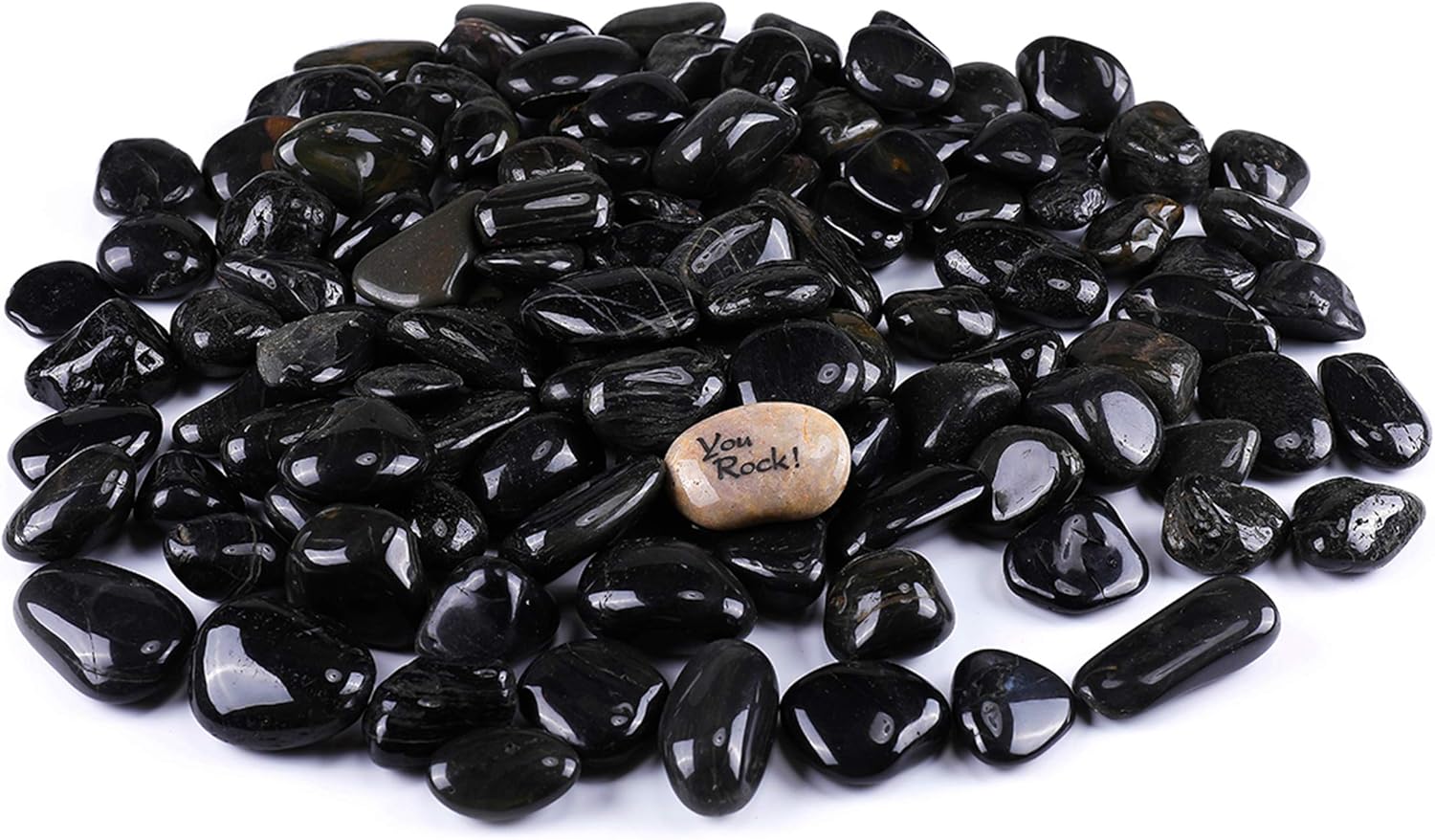 ROCKIMPACT 19 lb Polished Decorative Garden Pebbles, Outdoor Landscaping Rocks 1-1/2" - 2-1/2" (Black)