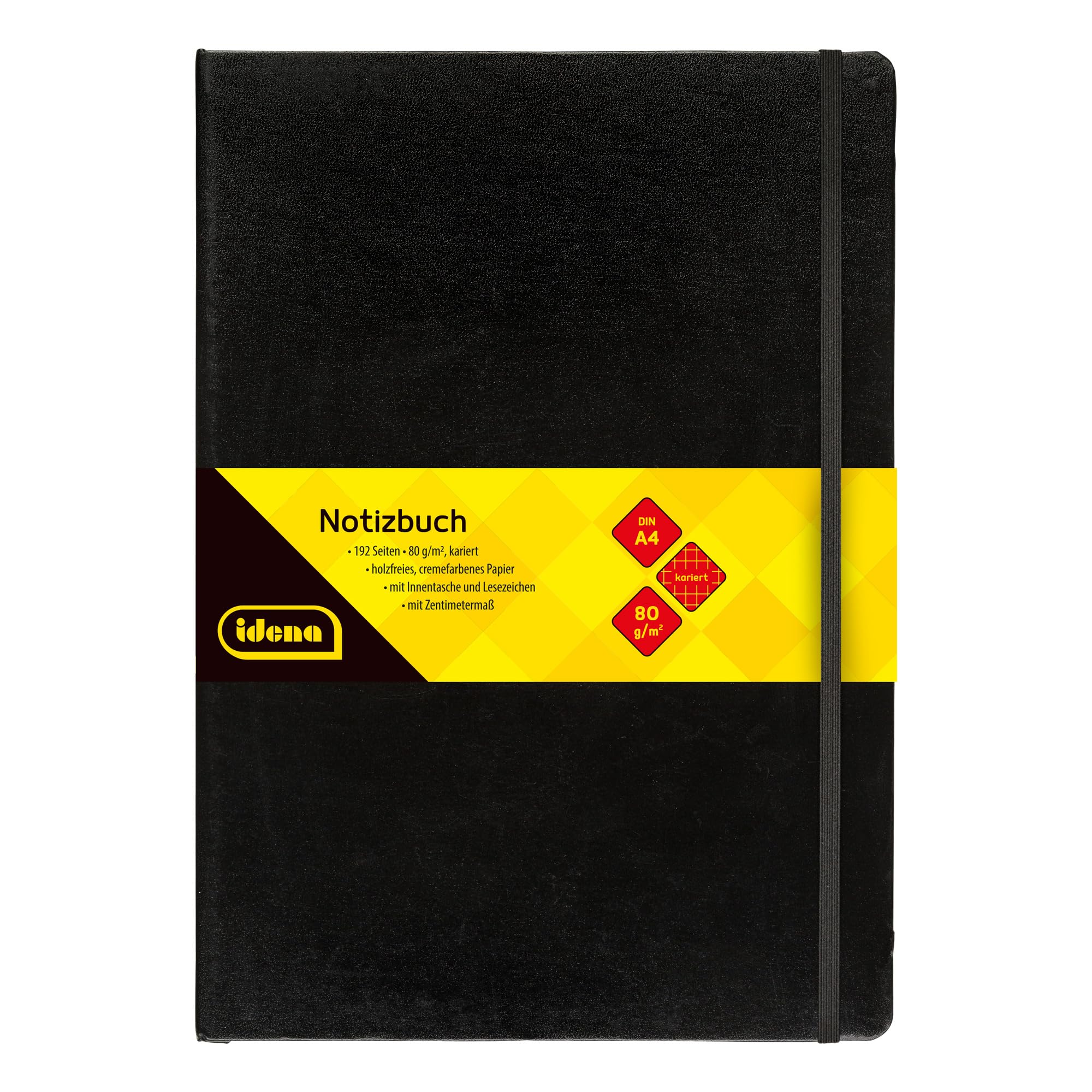 Idena Notebook with Bookmark and Inner Pocket FSC-Mix Black A4 karriert Schwarz