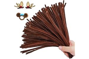 AHUIFT Upgraded 100PCS Brown Pipe Cleaners Chenille Stems Craft DIY Art Supplies Thicker Fuzzy Wire Sticks Bulk for Kids and Toddlers