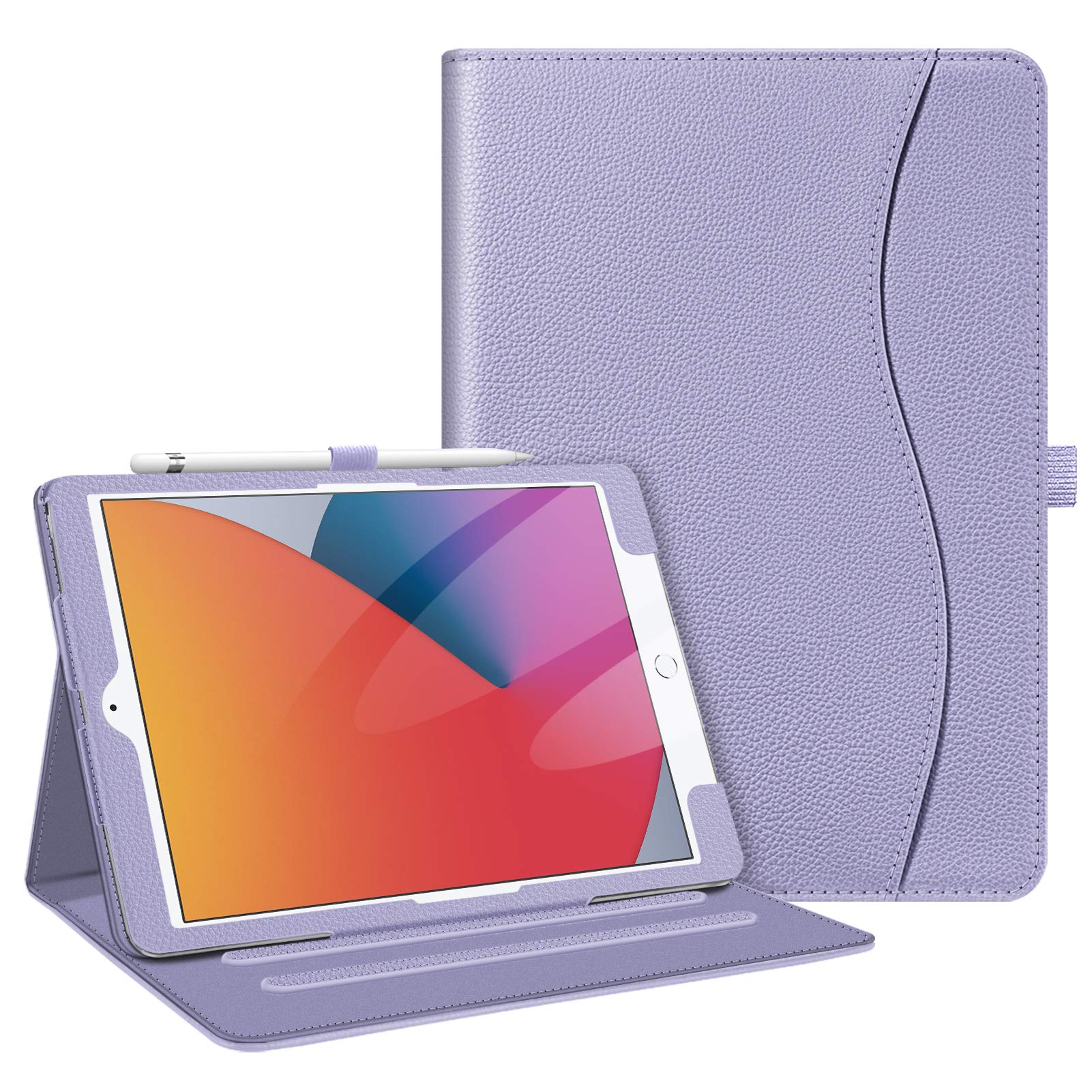 FINTIE Case for iPad 9th / 8th / 7th Generation (2021/2020/2019) 10.2 Inch - [Corner Protection] Multi-Angle Viewing Stand Cover with Pocket & Pencil Holder, Auto Wake Sleep, Lilac Purple
