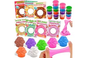 GRASTFU 28 Pack Valentines Day Gifts Cards for Kids Classroom, Butter Slime Stress Relief Fidget Toys with Valentines Cards for Kids School, Valentines Party Favors Classroom Exchange Cards Gifts Prizes