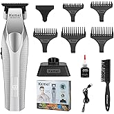 KEMEI 3023-702 Hair & Beard Trimmer for Men, 9000 RPM Zero Gapped Trimmers for Barbers with Full Metal Body, Professional Hair Clippers with LED Display, Ceramic and DLC Blades