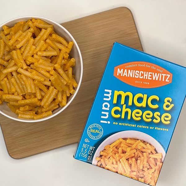MANISCHEWITZ KOSHER MAC & CHEESE, 5.5OZ (4 PACK) MADE WITH REAL CHEDDAR CHEESE, NO ARTIFICIAL COLORS OF FLAVORS, CERTIFIED KOSHER