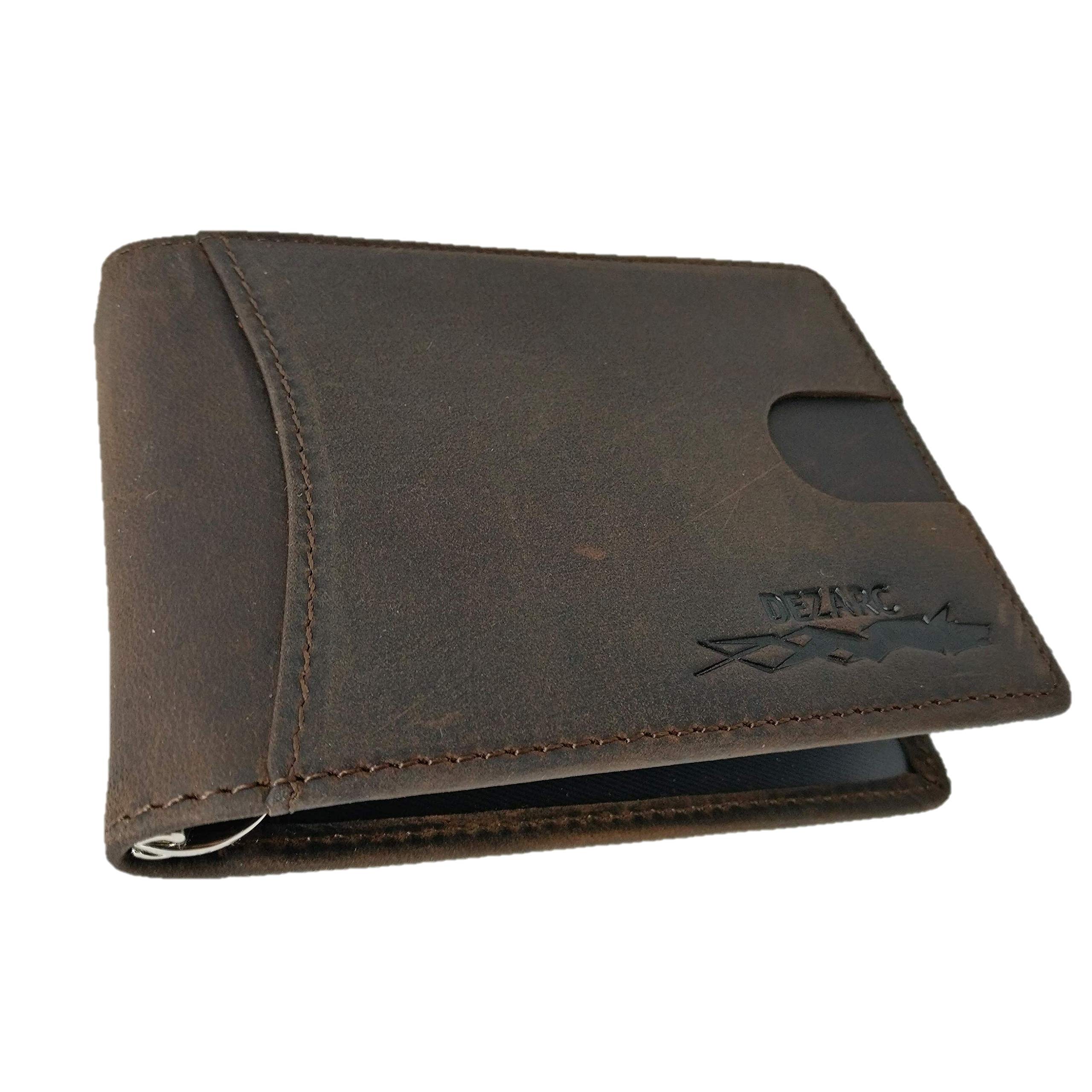 RFID Men Wallet - Credit Card Holder with Money Clip Genuine Leather Thin Minimalist Front Pocket Bifold Wallet with Gift Box by Dezarc