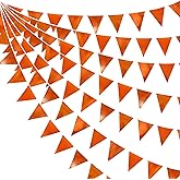 Orange Party Decorations Metallic Fabric Triangle Pennant Banner Flag Bunting Garland for Fall Autumn Thanksgiving Graduation Birthday Wedding Bridal Shower Baby Shower Anniversary Party Supplies