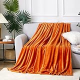 EHEYCIGA Fleece Blanket Orange 150x200cm Twin Size Soft Flannel Throw view 2