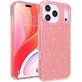 MATEPROX Compatible with iPhone 17 Pro Case 6.3'' [2025], Glitter Bling Trendy Sparkle Protective 3-Layer Shockproof Anti-Scratch Cover for Girls Women -Pink