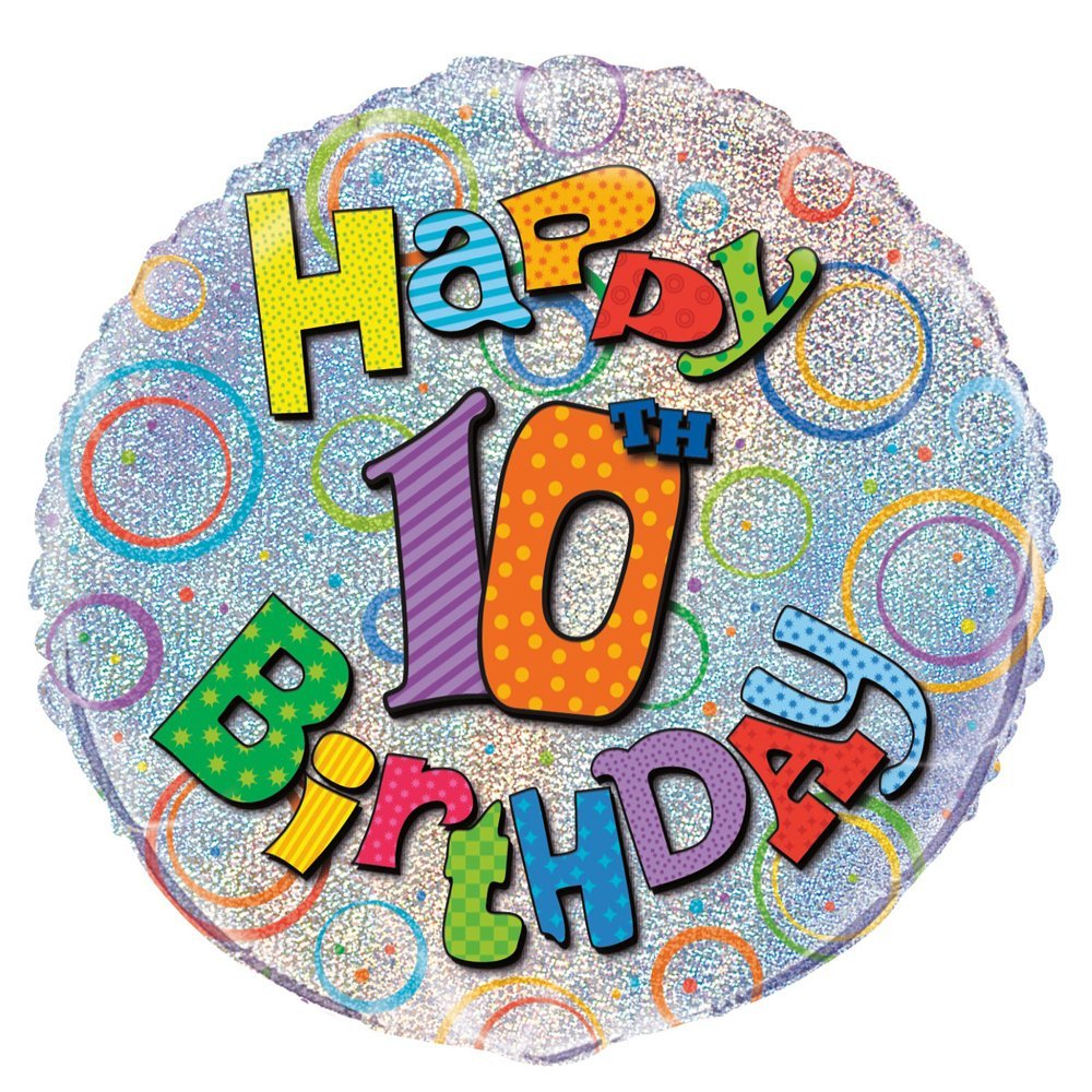 Unique Party 55503 - 18" Foil Prism Happy 10th Birthday Balloon