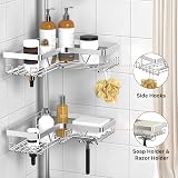 Kegii Telescopic Shower Caddy 4 Shelves Adjustable No-Drill Silver view 3