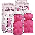 Legendairy Milk Honey Bear Straw Cup Silicone for Babies (Pink), 8 oz. Dishwasher Safe Baby Straw Cup, Food Grade Silicone, Honeybear Sippy Cup for Ages 4+ Months (Pack of 2)