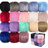 SIQUK 18 Pieces Pom Pom for Hats 6 Inch Large Faux Fur Pom Pom Balls with Elastic Loop for Hats Bags Scarves Gloves Keychains Knitting Crafts