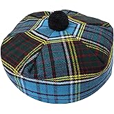 Agile Dragon Traditional Scottish Tam O’ Shanter Cap – Wool Tartan Bonnet with Pom Pom