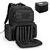 DSLEAF Tactical Pistol Backpack with 6 Pistol Cases, Gun Range Backpack with 10x Magazine Slots for Shooting and Hunting