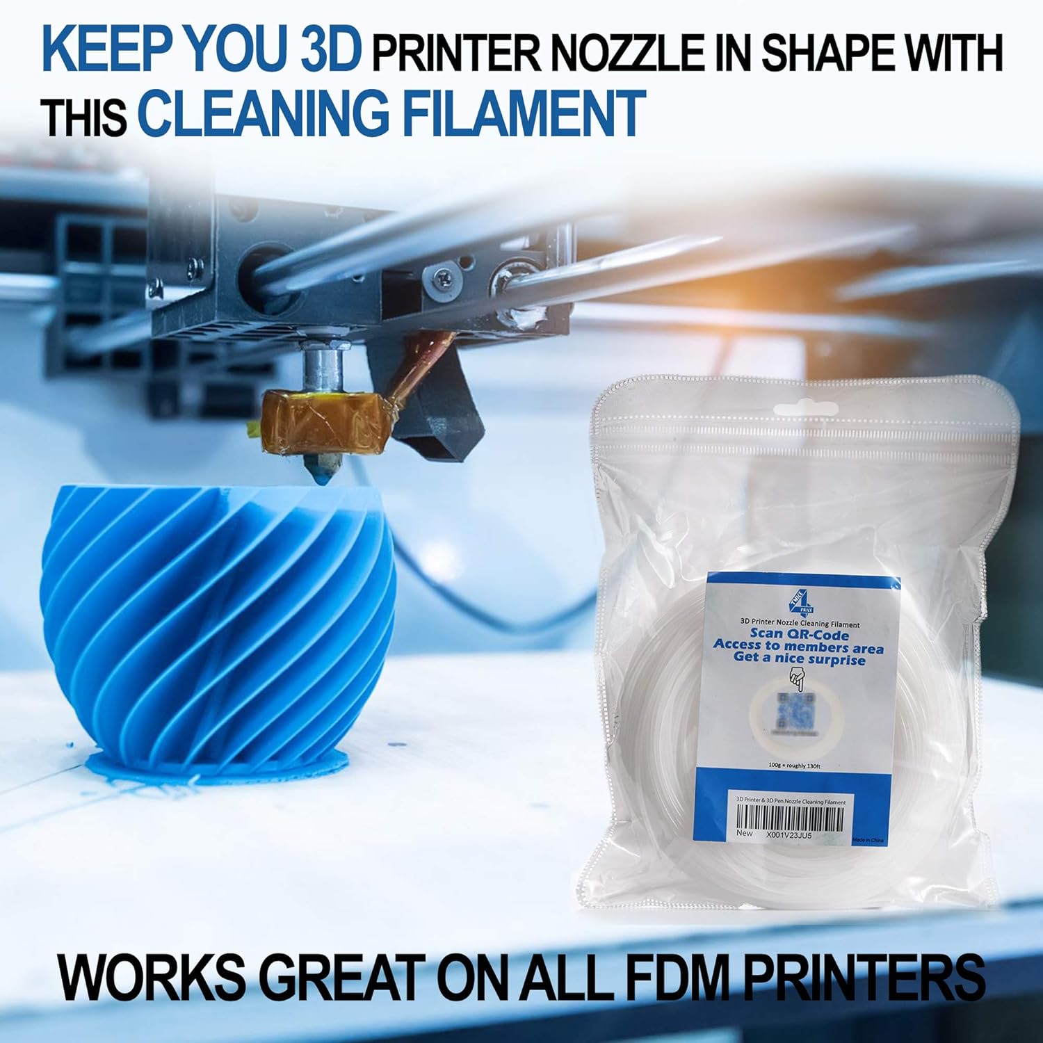 Amazon Com Twiceforprice 3d Printer Cleaning Filament 1 75mm 0 1kg 0 22lb 130ft Kit For All Fdm Printers And Nozzles Premium Quality Includes Instructions And E Book Industrial Scientific