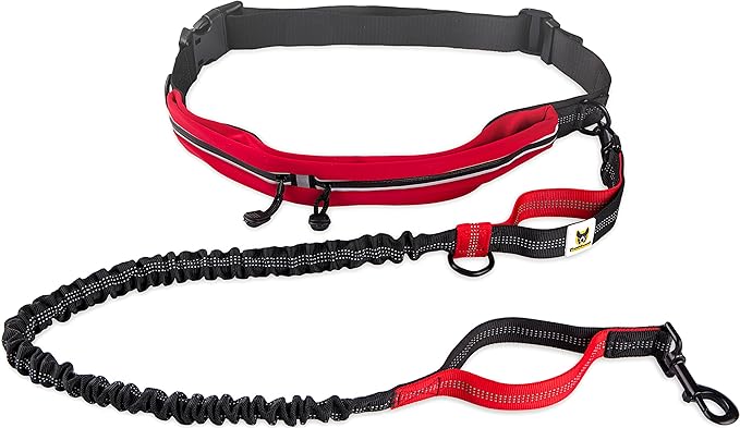 Hundefreund Joggingleine mit Laufgürtel | Elastische Hundeleine 120 bis 180 cm für mittlere und große Hunde | Freihändig Jogg