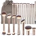 MAANGE 20 PCS Foundation Makeup Brush Set, Double-ended Kabuki Brush Contour Brush for Liquid Powder Concealer Cream Cosmetics Blending Blush Buffing Face Makeup Tools (Gold)