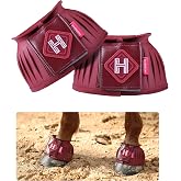 Harrison Howard Rubber Pull-on Bell Boots, Hoof Overreach Protection | 2/pack &amp; 4/pack Options, Extra Thick Rubber for Durability, Upgraded Leather Touch Tape, Hoof Impact Guard, Horse Bell Boots