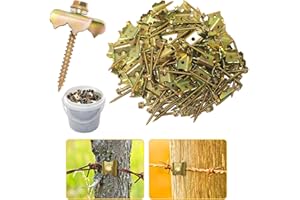 PFTJUJUDAN 40pcs Wire Fencing Staples,Steel Wire Fencing Staple for Softwoods,2inch Fencing Staple,Reuse Fence Staple Fasteners Nails, Fencing Staple with Wire Fixer for Wire Mesh and Woven Fencing (2 inch, 40)