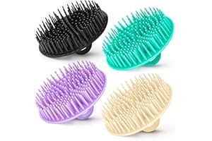 YEALIFE 4Pack Hair Scalp Exfoliator Brush Dandruff Cleaning brush, Flexible Scalp Massager, Shower Shampoo Brush for Home, Office, Travel and Pets-BBTL