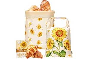 FIZZBOP Beeswax Bread Bag, 2-Pack Beeswax Bread Bags For Sourdough, Reusable Bread Bags For Homemade Bread Sourdough, Organic