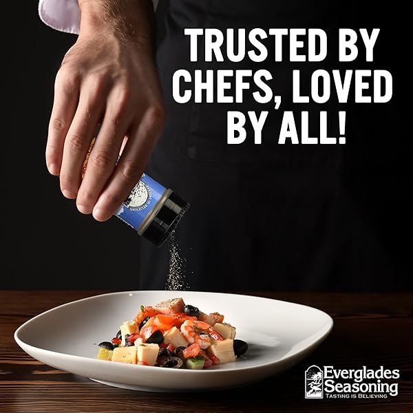 EVERGLADES FISH & CHICKEN SEASONING FOR SHRIMP, FISH, CRAB, LOBSTER & POULTRY USE IN BATTER, BOILS, OR SPRINKLE FOR BROILING & GRILLING MADE IN THE USA 6OZ