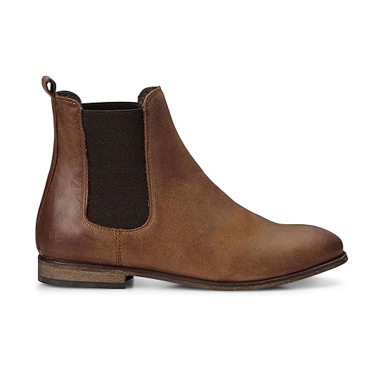 Cox Damen Chelsea-Boots in Braun aus Leder, Stiefelette mit Stretch-Einsatz