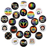 24 Pcs Pride Pins Round Rainbow Flag Lapel Pins Buttons 1 Inch/ 25 mm LGBTQ Gay Lesbian Bisexual Button for Pride Month Events Party Favors