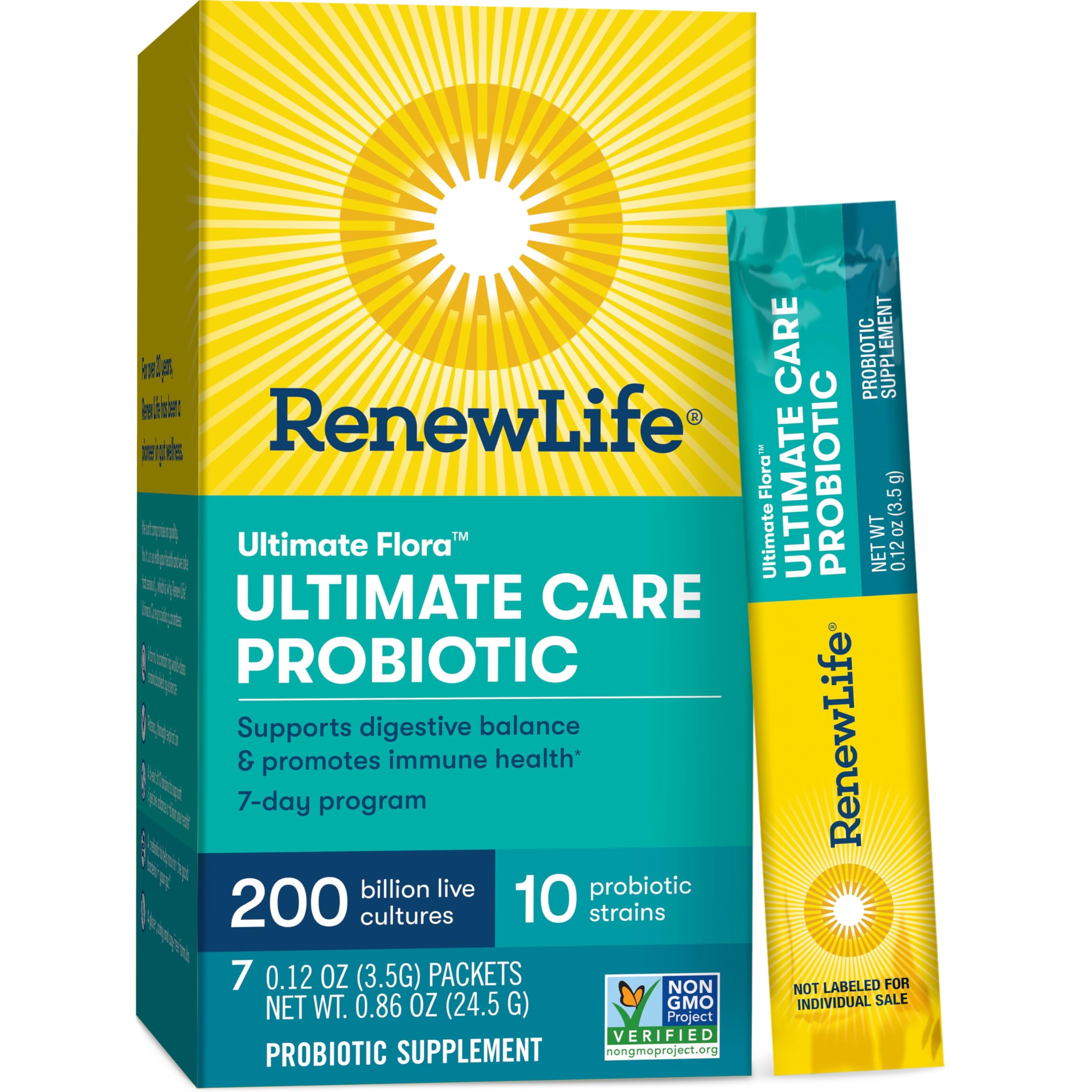 Renew Life Adult Probiotic - Ultimate Flora Probiotic Extra Care, Probiotic Supplement - 200 Billion - 7 Day Program,7 Count (Pack of 1)