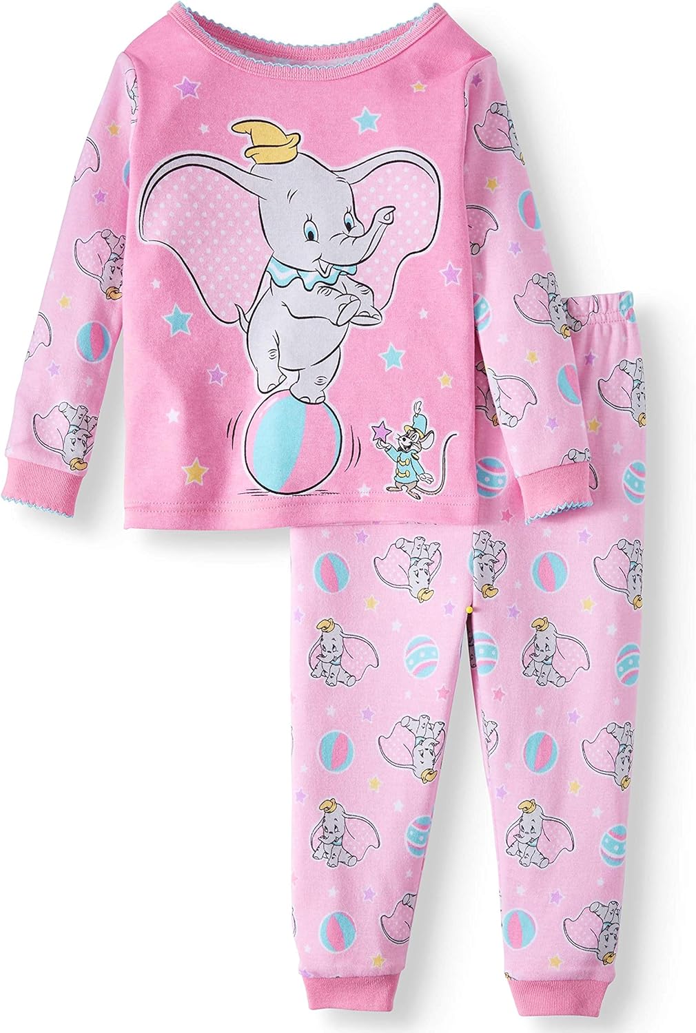 Disney Baby Girls Dumbo Cotton Pajama Set 12 Months, Pink