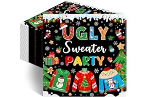 Avezano 50 pcs Ugly Christmas Sweater Party Decorations Chrismas Ugly Sweater Party Paper Napkins 6.5 x 6.5" Disposable Xmas Holiday Family Dinner Napkins Set Disposable