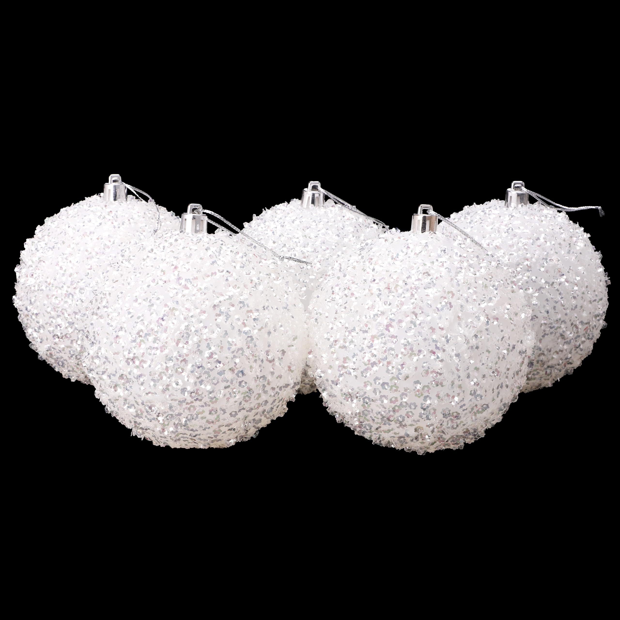 Christmas Concepts® Pack of 5 100mm (4") - Christmas Tree Baubles - Shiny, Matte & Glitter Decorated Baubles (IRIDESCENT SPARKLE)