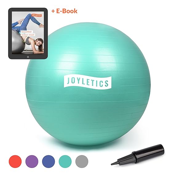 Joyletics® Gymnastikball + e-Book »Training mit Gymnastikball« | Sitzball und Fitnessball für entlastendes Sitzen und EIN vie