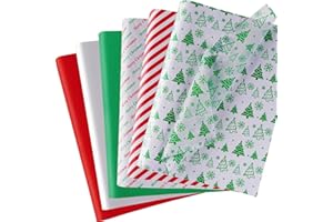 120 Sheets Christmas Tissue Paper for Gift Bags, Red Green and White Gift Tissue Paper for Crafts Packaging Christmas New Yea