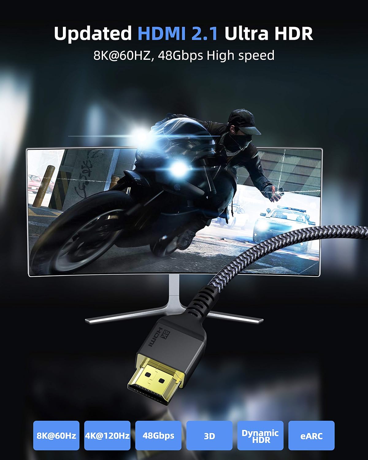 Maxonar 10K 8K Ultra High Speed HDMI® Cable ARC/eARC Cable for Soundbar 3m(10Ft) - Image 4