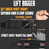 EVO Fitness 18 Inch Deep Black Wrist Wraps with Thumb Loop Pair view 4