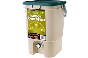SCD Probiotics Indoor Composter Bucket – 5 Gallon, Tan Compost Bin for Kitchen Countertop with Lid, Spigot and Strainer for Easy Start Bokashi Composting