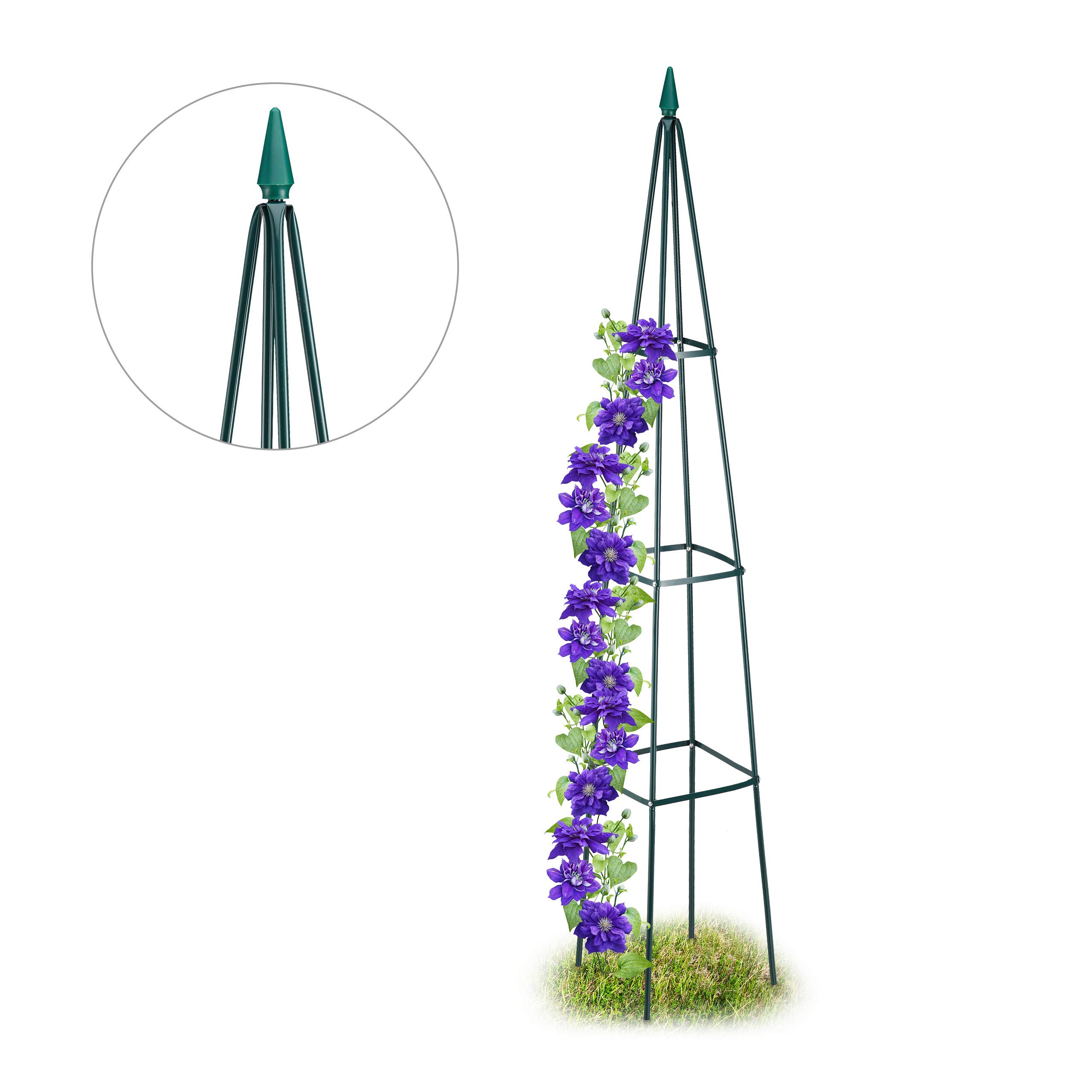 Relaxdays Growth Support, Freestanding Trellis for Wine & Tomatoes, XL Garden Pyramid, H 192 cm, Iron, Dark Green