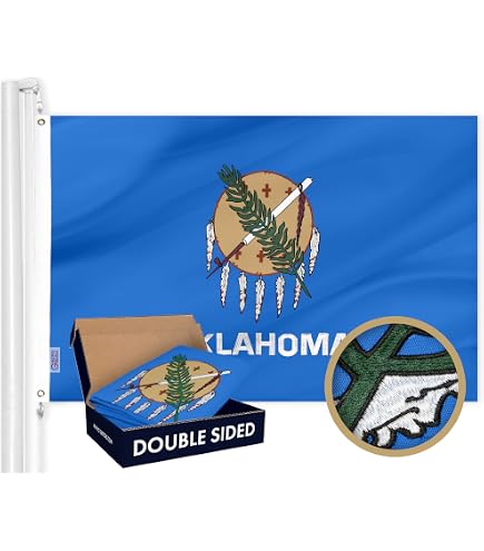 Anley Oklahoma State Flag 3x5 Fuß – Doppelseitig, Reißfest, Knitterfrei, Mit Canvas-Header & Metall-Ösen, Lebhafte Farben