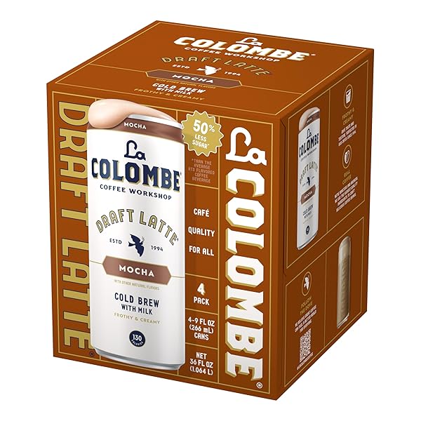 LA COLOMBE MOCHA DRAFT LATTE – 9 FLUID OUNCE, 4 COUNT – COLD-PRESSED ESPRESSO AND FROTHED MILK + DARK CHOCOLATE – MADE WITH REAL INGREDIENTS – GRAB AND GO COFFEE