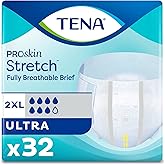 TENA Stretch Ultra Briefs, Incontinence, Disposable, Heavy Absorbency, 2XL, 32 Count, 2 Packs, 64 Total