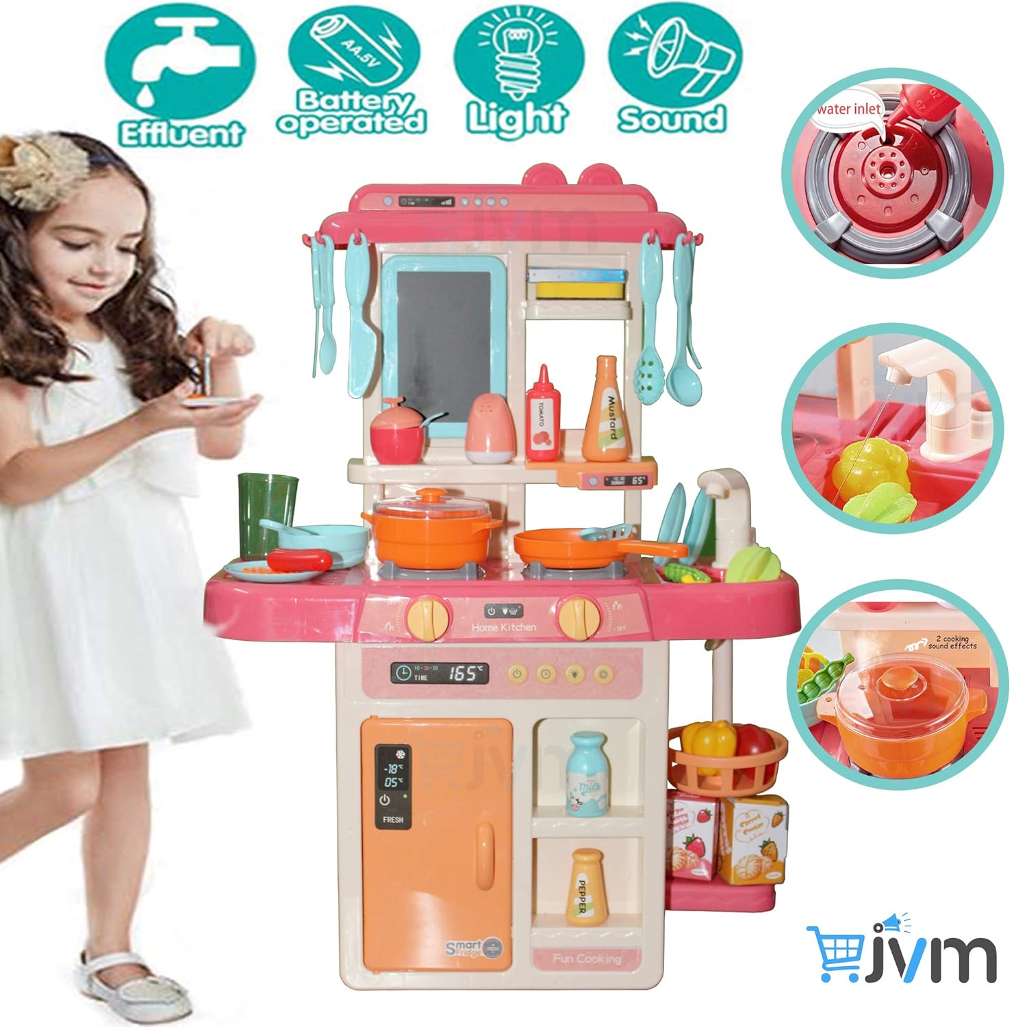 Jvm Little Chef Luxury Battery Operated Kitchen Play Set Super Toy