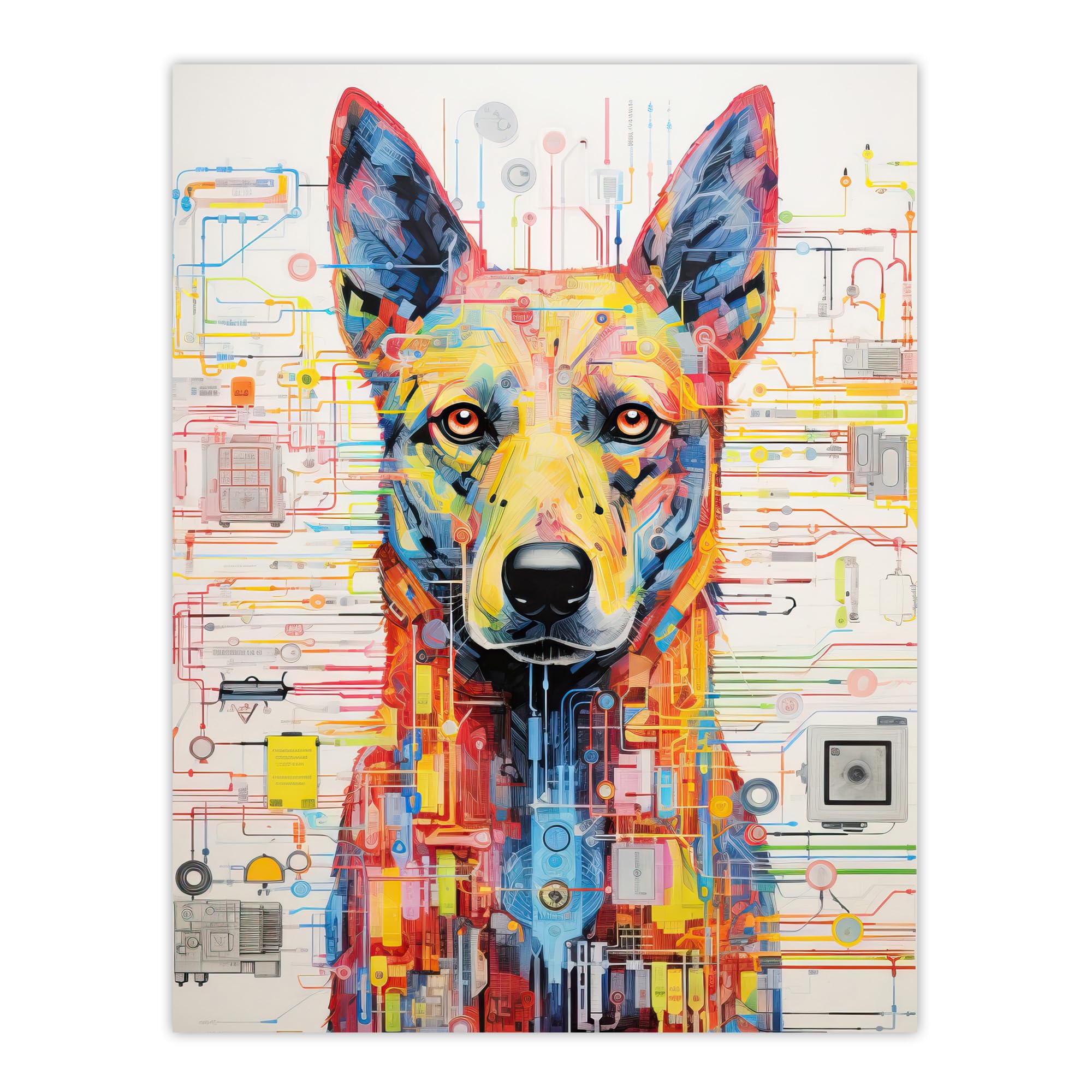 Artery8 Gods Dog Blueprint Unclassified Robot Hybrid Secret Military Schematic Futuristic Complex Arcane Manuscript Gift For Him Man Cave Extra Large XL Wall Art Poster Print