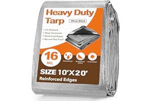 Pattiumo Tarp Waterproof 10 X 20 FT 16 Mil Heavy Duty Tarp Multipurpose Tarps Heavy Duty Waterproof Protective Cover UV All Weather Resistant for Shelter Camping, Green/Brown