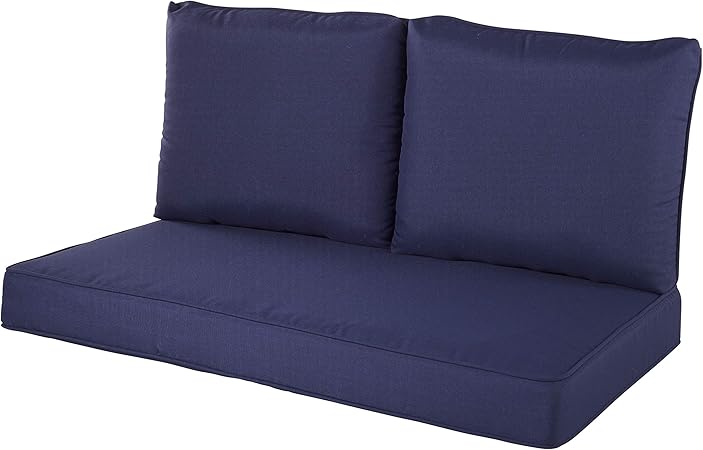 Amazon Com Quality Outdoor Living 29 Nv02lv Loveseat Cushion 46 X 26 3pc Navy Garden Outdoor
