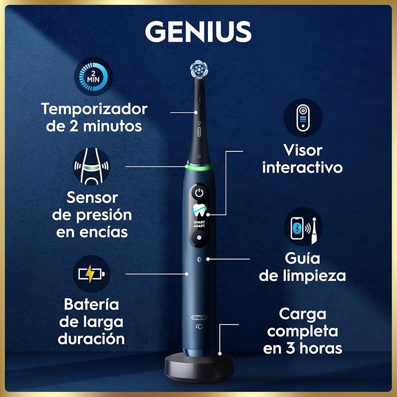 iO 9 Cepillo de Dientes Eléctrico con 1 Cabezal, Azul Zafiro