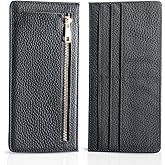 XEYOU Slim Wallet for Women RFID Blocking Long Credit Card Holder Genuine Leather Wallets with Zipper Coin Pocket