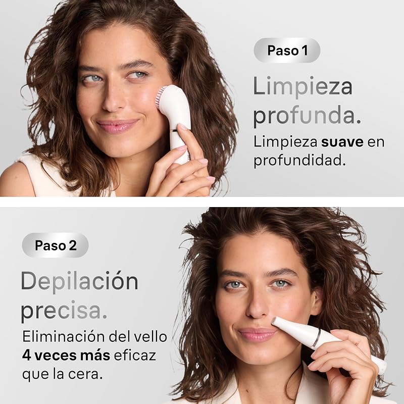 Depilador facial feminino FaceSpa com 4 acessórios, 851V, Branco/Bronze