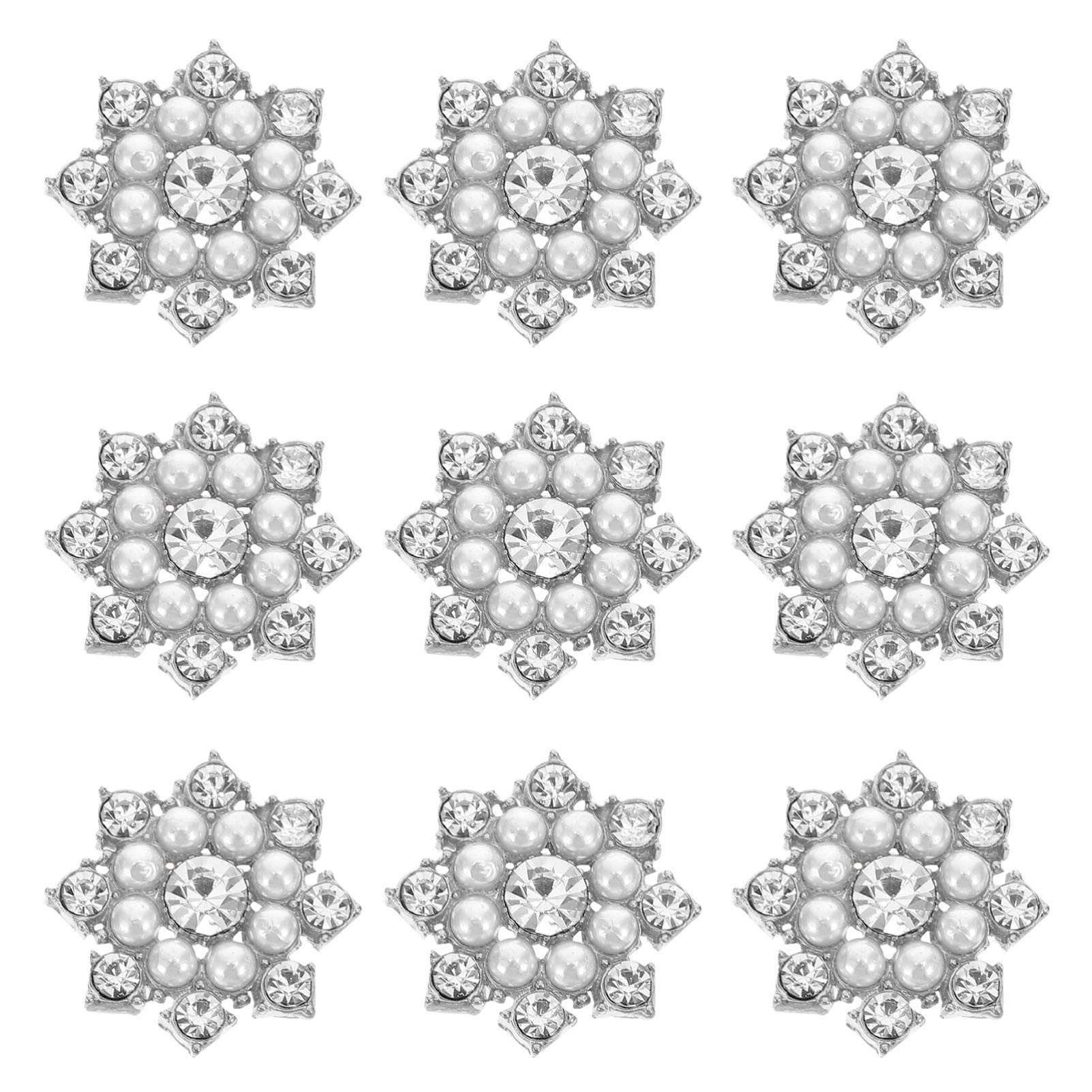 Milisten Pearl Rhinestone Accessories 50Pcs Flat Back Crystal Gems for Diy Hair Clips Phone Cases Brooches Silver Alloy 0.83 Inch