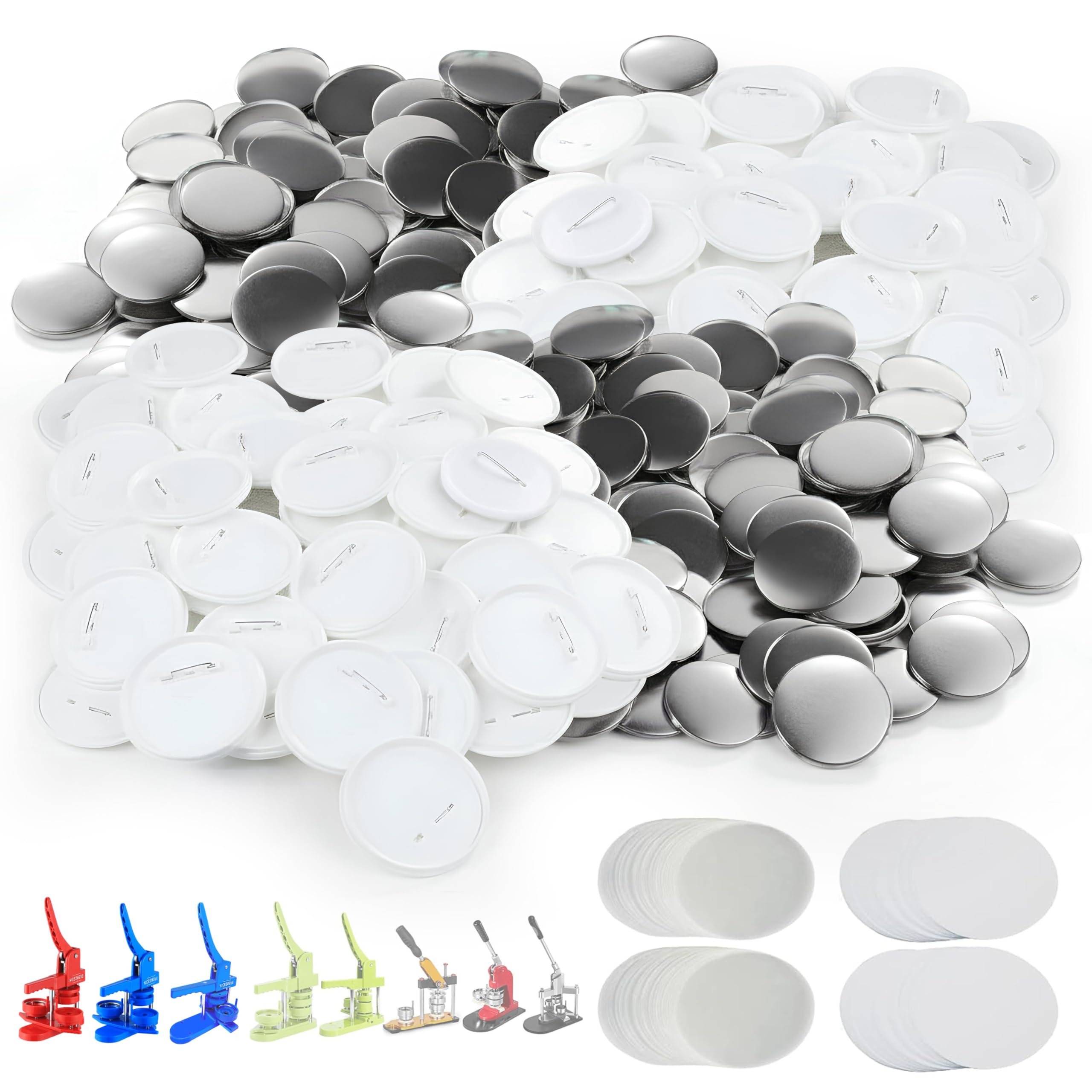 Nice2Have 200 Sets of Pinback Button Parts 1.25 inch (32mm) - Button Maker Supplies for Button Maker Machine
