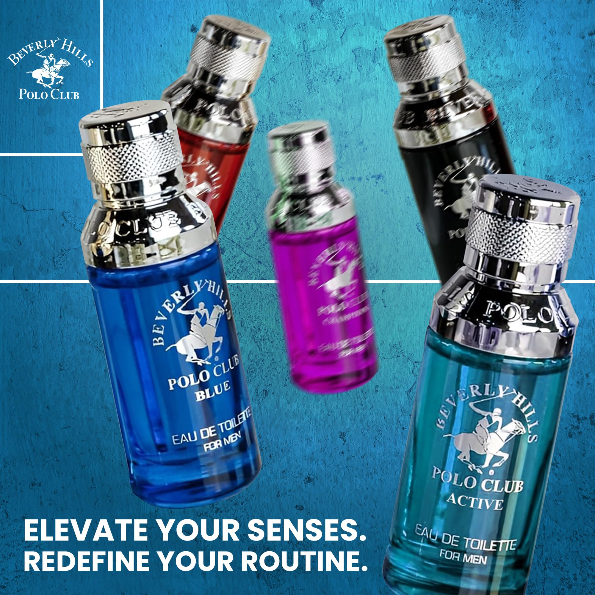 Beverly Hills Polo Club 5 Piece Mini Gift Set Exclusive for Men, EDT Eau De Toilette 5 Mini 0.5oz Bottles